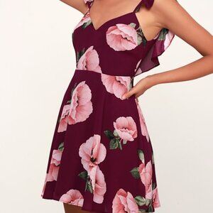 Lulus Floral Print Backless Skater Dress Size M (NWT)